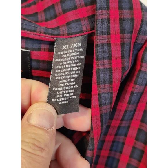 Dockers Long Sleeve Red-Blue Plaid Button Down Shirt Size XL - Picture 7 of 8